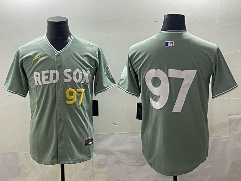 Men 2025 Boston Red Sox #97 No Name Green Nike MLB Jersey style 05